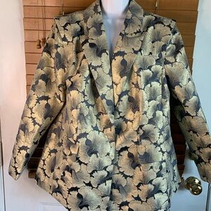 Eloquii metallic gold floral blazer size 16